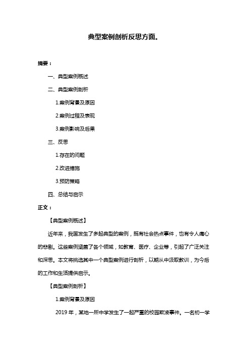 典型案例剖析反思方面。