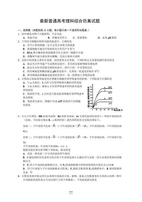 2014年普通高考理科综合(新考点必考题型)仿真试题