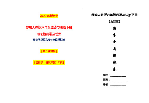 2020部编人教版六年级下册道德与法治期末测试卷及答案【5套全真模拟】