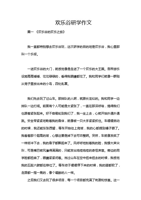 欢乐谷研学作文