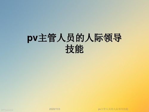 pv主管人员的人际领导技能