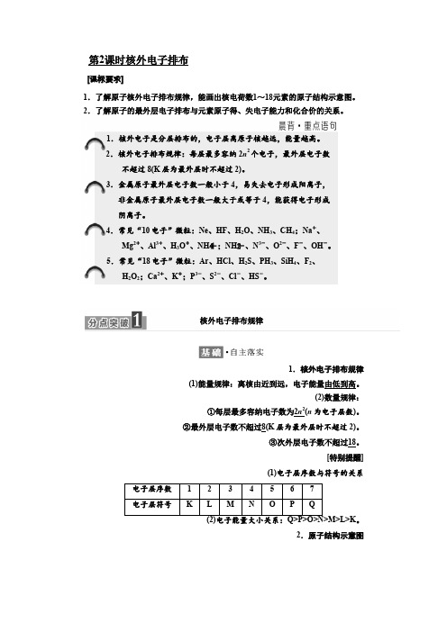 2019-2020学年鲁科版必修2学案第1章第1节第2课时核外电子排布Word版含解析