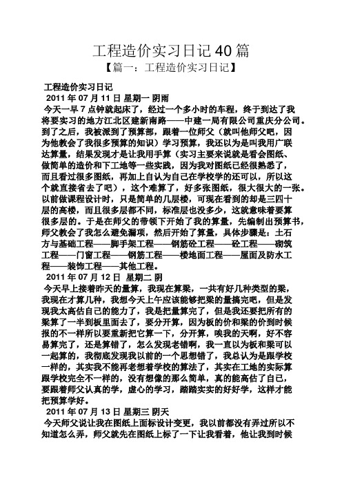 日记作文之工程造价实习日记40篇