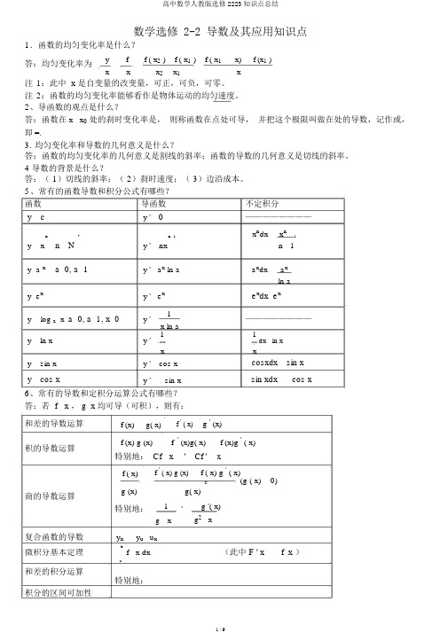 高中数学人教版选修2223知识点总结