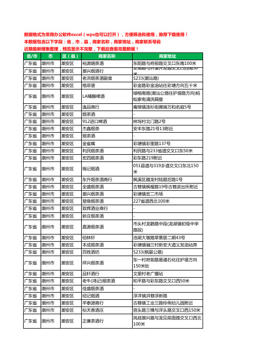 2020新版广东省潮州市潮安区烟酒工商企业公司商家名录名单黄页联系电话号码地址大全660家