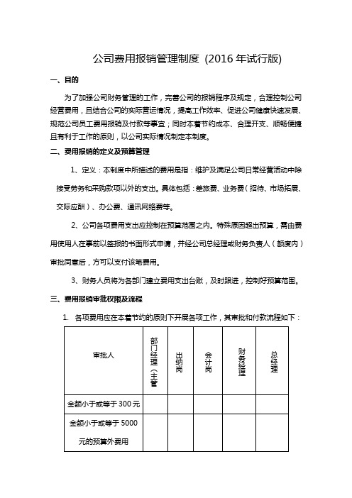 年度费用报销度管理制度