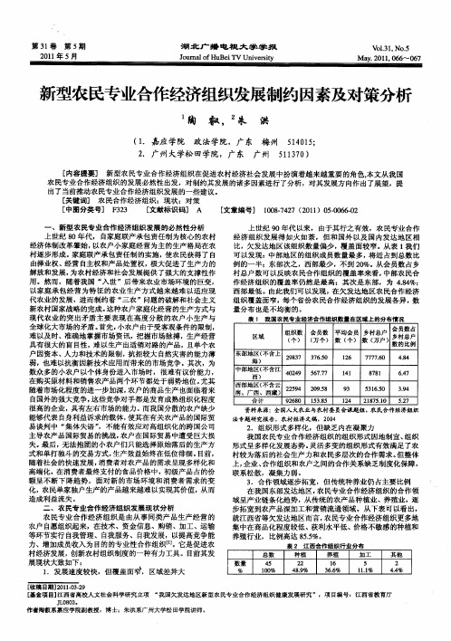 新型农民专业合作经济组织发展制约因素及对策分析