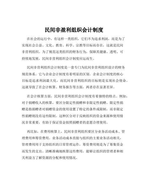 民间非盈利组织会计制度