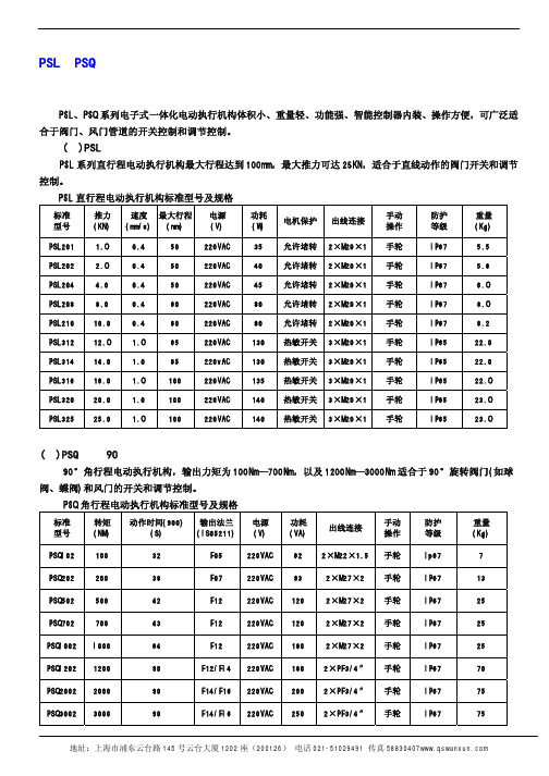 PSL、PSQ电子式执行机构