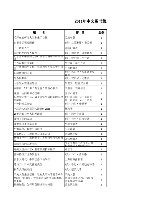 2011年中文图书第二十七期新书通报xls