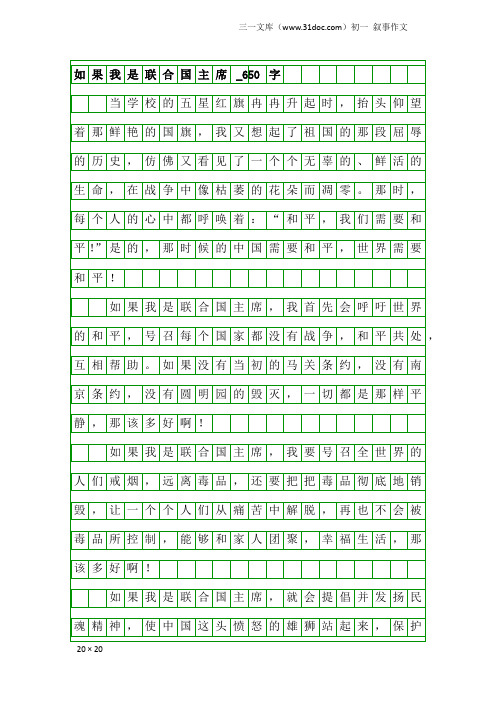 初一叙事作文：如果我是联合国主席_650字