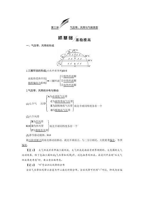 2020高考地理(鲁教版)一轮复习  第三讲   气压带、风带与气候类型