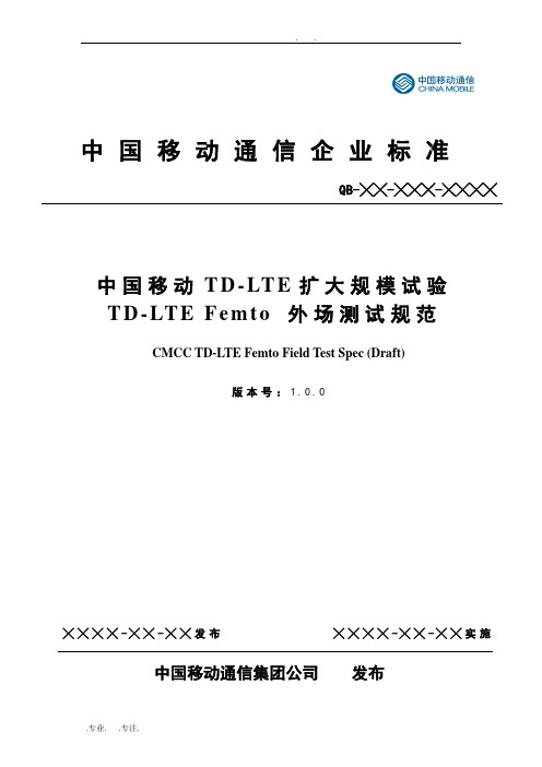 TD_LTEFemto外场测试规范标准