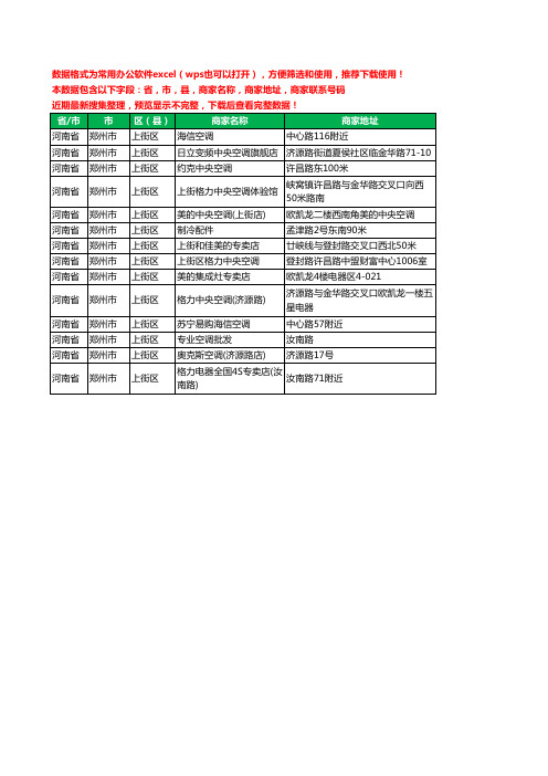 2020新版河南省郑州市上街区空调工商企业公司商家名录名单黄页联系电话号码地址大全14家