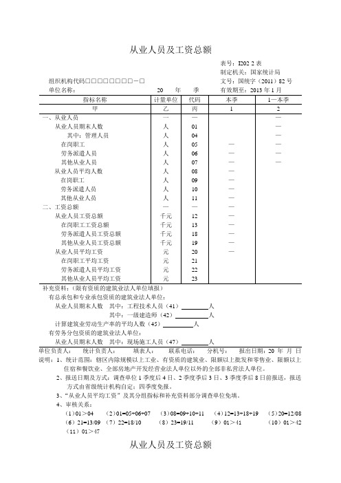 从业人员及工资总额