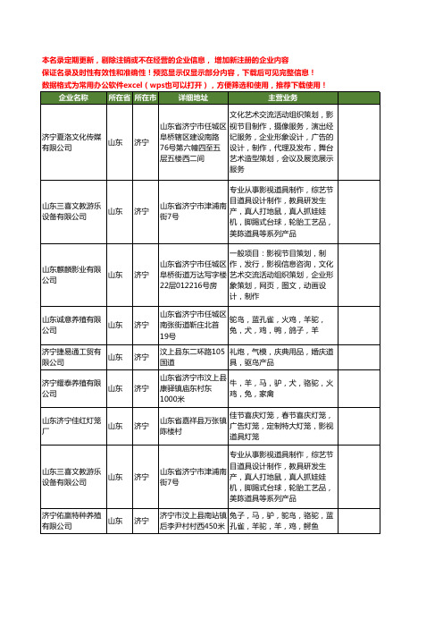 新版山东省济宁道具工商企业公司商家名录名单联系方式大全22家