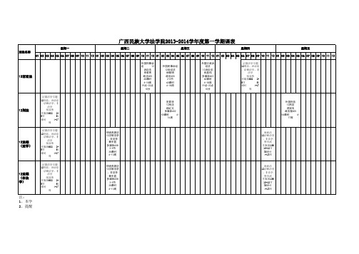 法学院2013-2014学年第一学期研究生课表