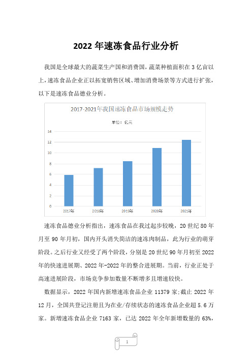 2022年速冻食品行业分析