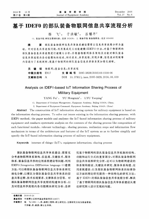 基于IDEF0的部队装备物联网信息共享流程分析