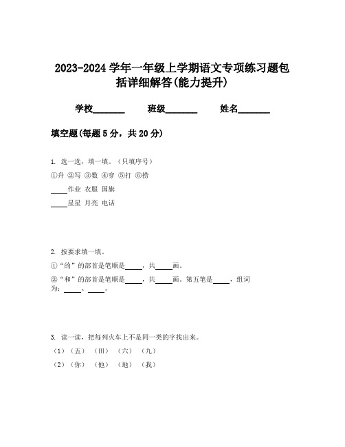 2023-2024学年一年级上学期语文专项练习题包括详细解答(能力提升)