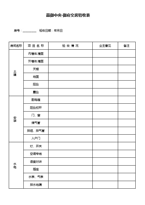 交房验收表格模板