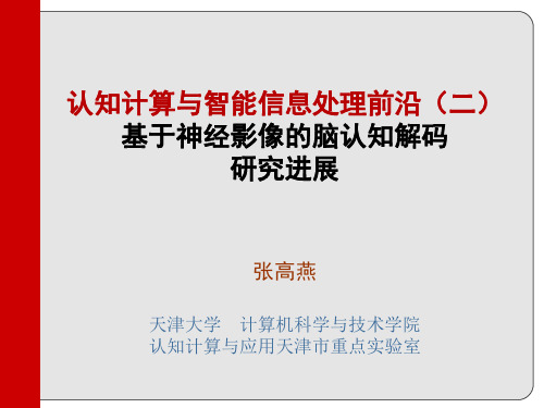 认知计算与智能信息处理前沿(二) 基于神经影像的脑认知