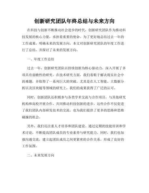 创新研究团队年终总结与未来方向