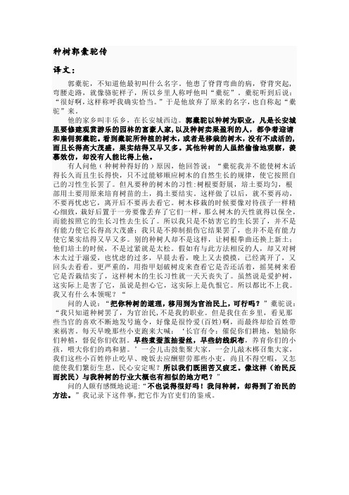 种树郭橐驼传译文