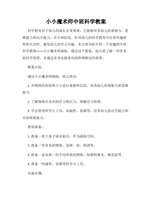 小小魔术师中班科学教案