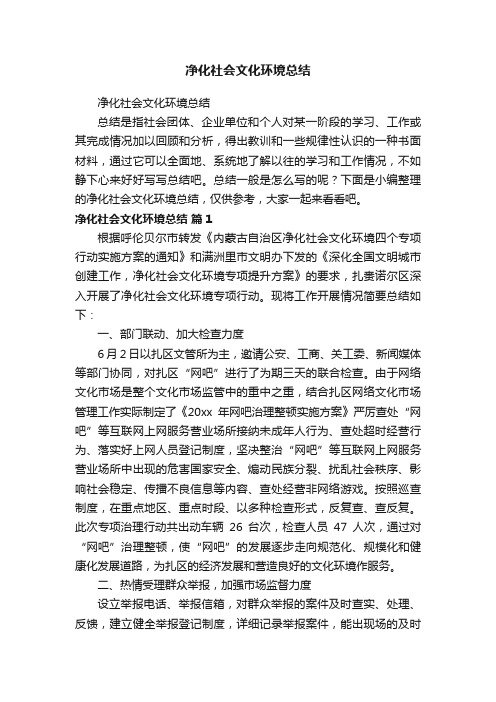 净化社会文化环境总结