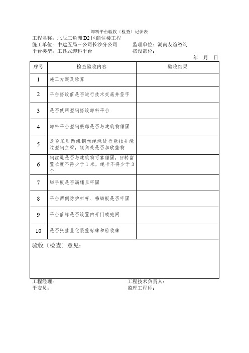 卸料平台验收表