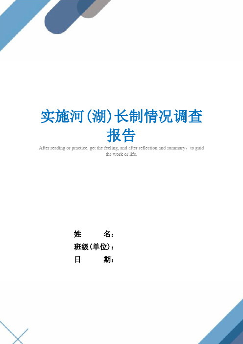 实施河(湖)长制情况调查报告精选