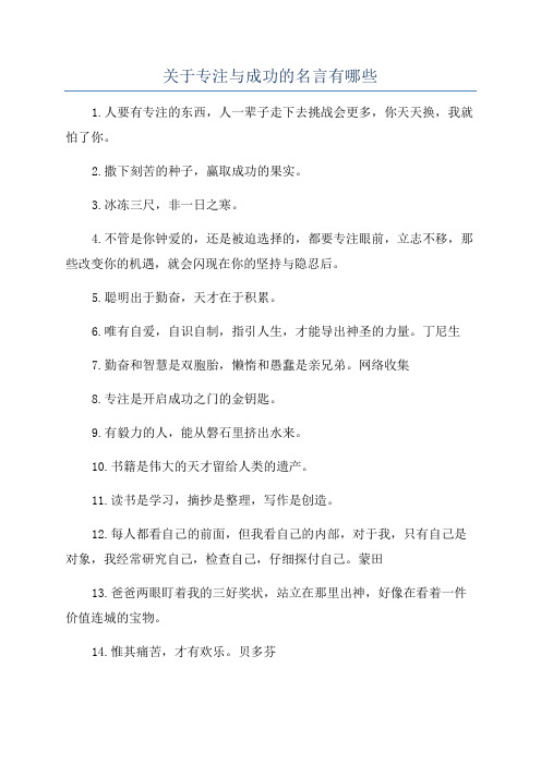 关于专注与成功的名言有哪些