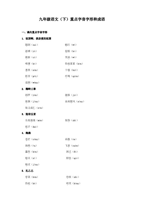 (完整word版)九年级语文(下)重点字音字形和成语归纳(2),推荐文档