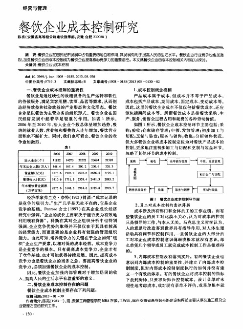 餐饮企业成本控制研究