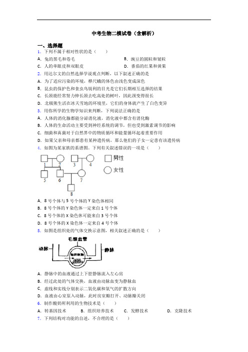 中考生物二模试卷(含解析)