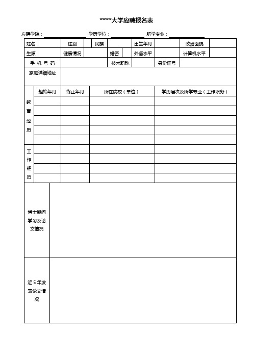 武汉工程大学应聘报名表【模板】