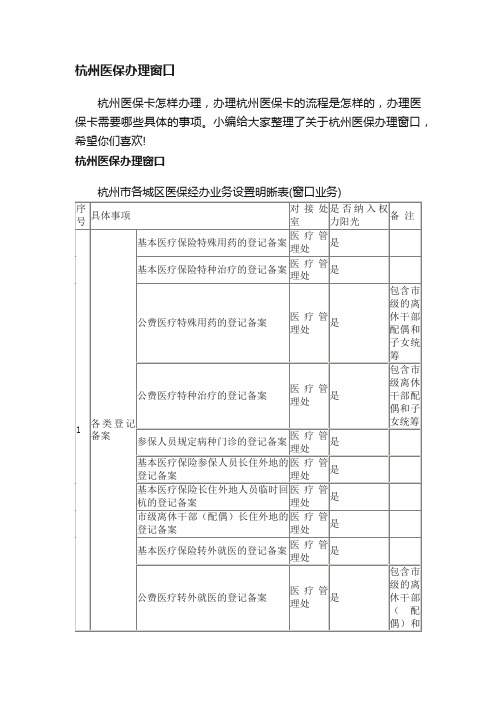 杭州医保办理窗口