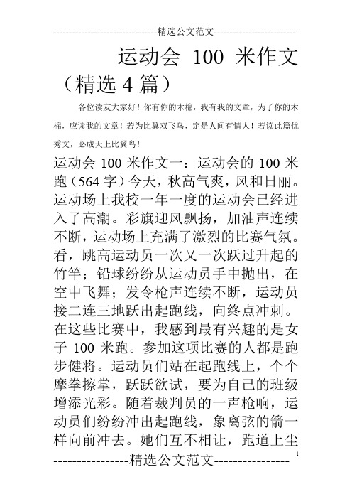 运动会100米作文(精选4篇)