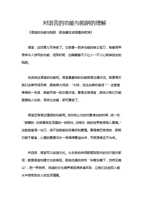 对语言的功能与陷阱的理解