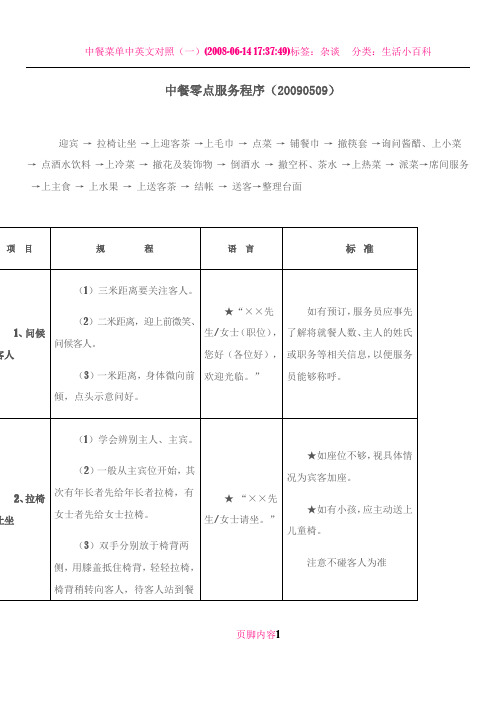 中餐零点服务程序