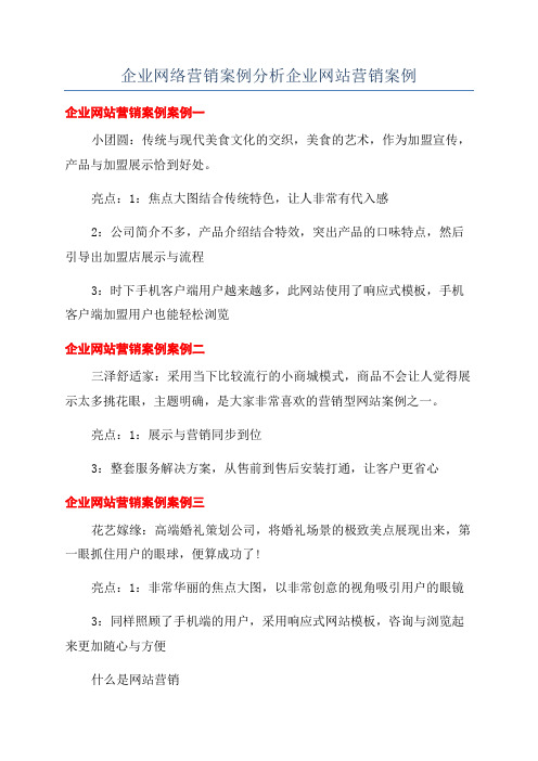 企业网络营销案例分析企业网站营销案例