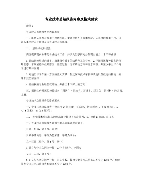 专业技术总结报告内容及格式要求