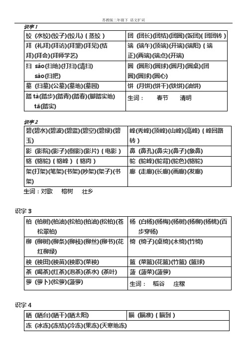 苏版语文二下扩词修订版2014