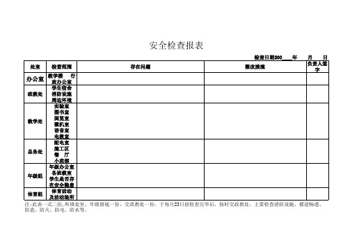 安全检查报表