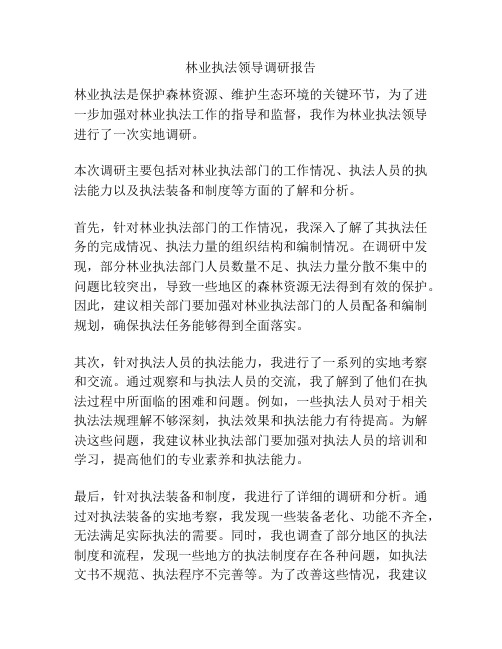 林业执法领导调研报告