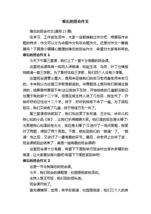 难忘的班会作文