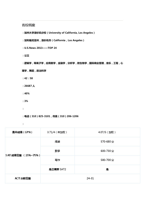 加州大学洛杉矶分校(University of California, Los Angeles)介绍