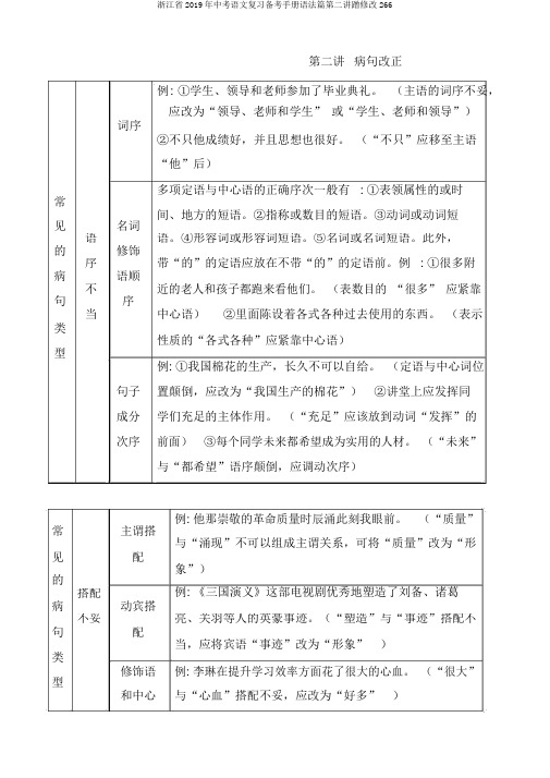 浙江省2019年中考语文复习备考手册语法篇第二讲蹭修改266