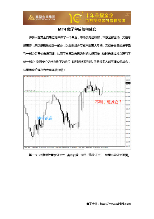 MT4做了单后如何减仓